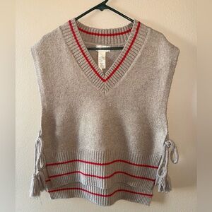 Free People Tan and Red Sweater Vest